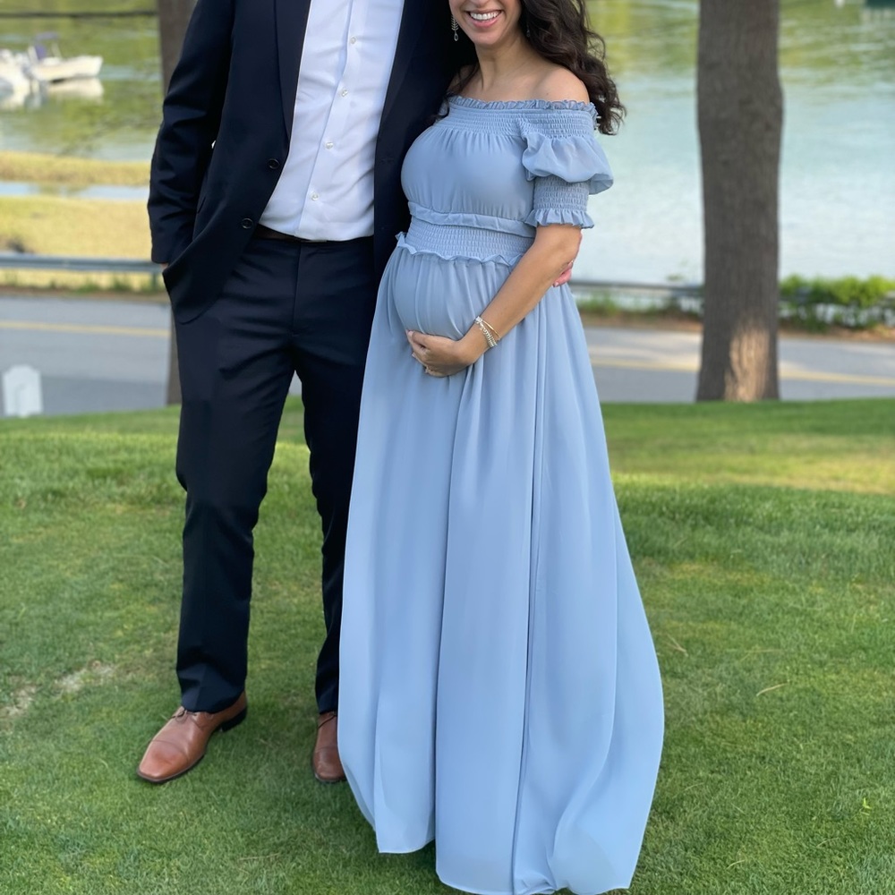 Baltic Born light blue off-the-shoulder dress